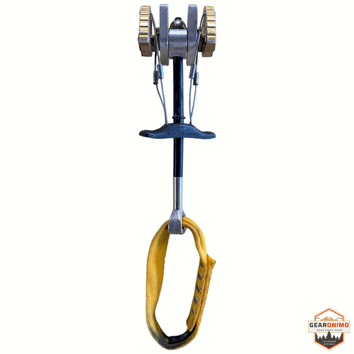 Gearonimo Sports Black Diamond Camalot C4 size 2 climbing cam with yellow nylon sling and metal lobes
