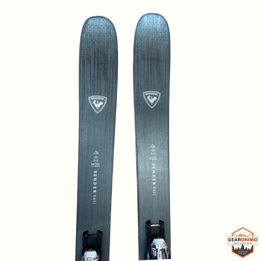 Gearonimo Sports Rossignol Sender 94ti skis in grey with Look Nx12 bindings, 172 cm length