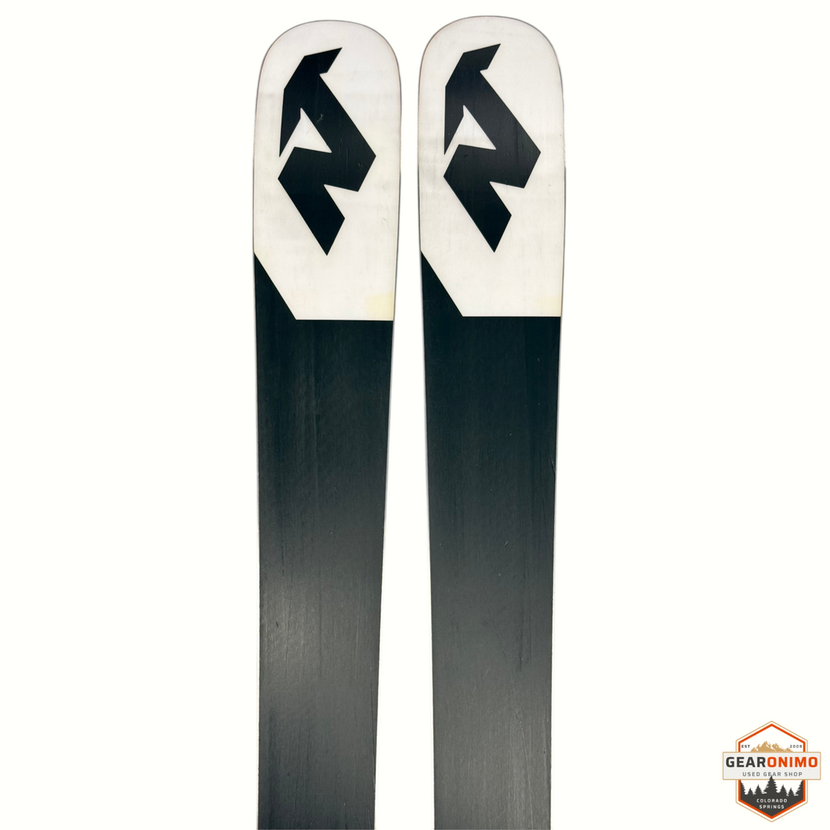 Gearonimo Sports Nordica Santa Ana 92 skis with black and white graphic tips, 155cm length