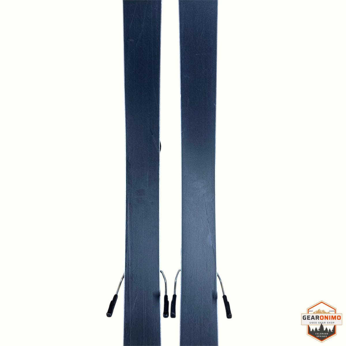 Gearonimo Sports Rossignol E78 Ca skis with Look Xpress 11 bindings, featuring a dark grey finish, 178 cm length.