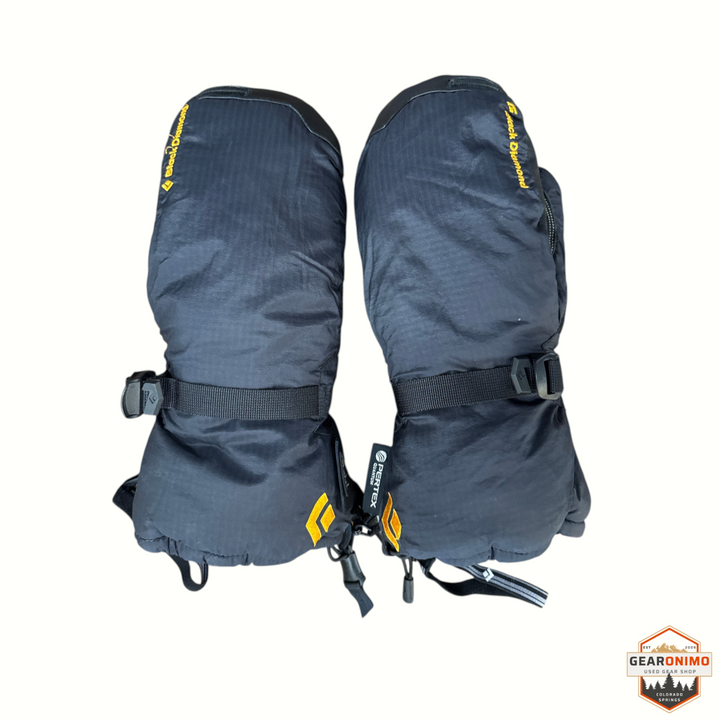 Gearonimo Sports Black Diamond Super Light black insulated winter mittens with Pertex fabric and adjustable straps