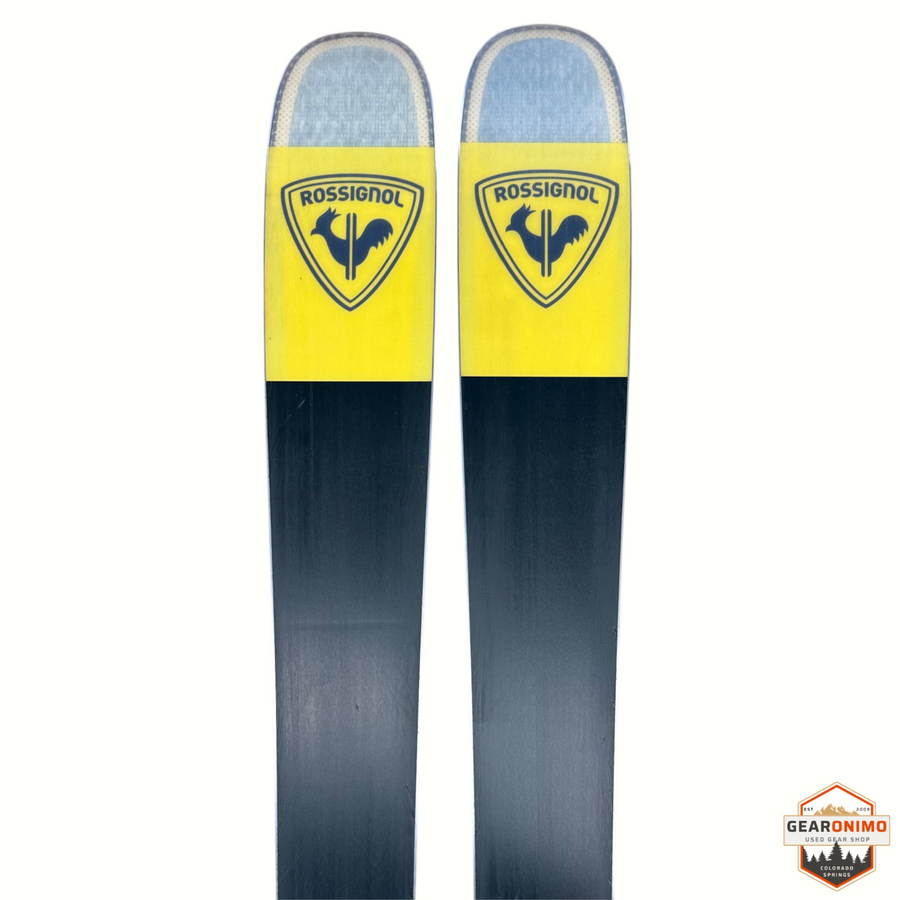 Gearonimo Sports Rossignol Sender Soul 102 skis with yellow tips and black bases, size 164cm