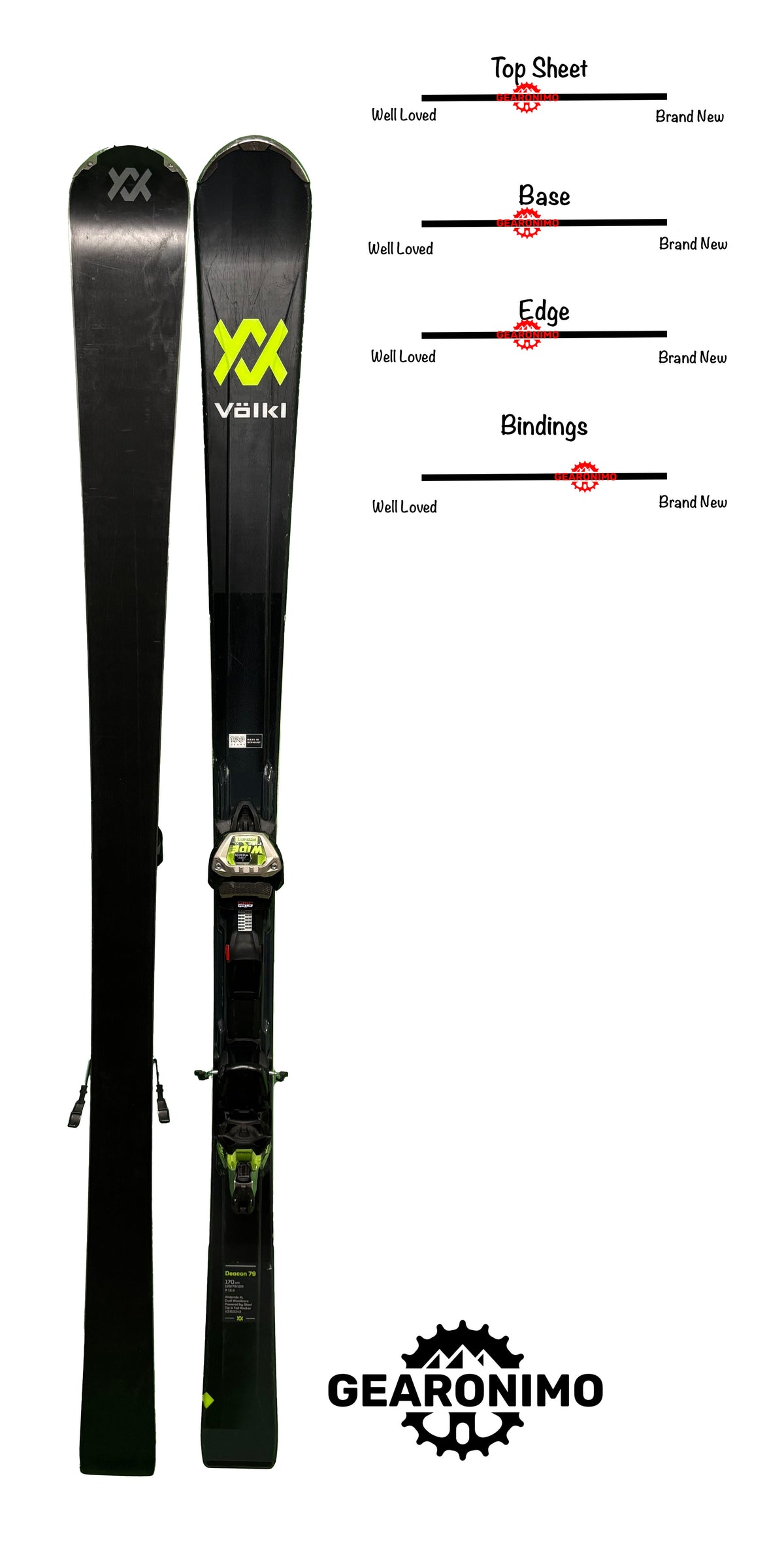 Volkl Deacon 79 Skis With Marker Wide Ride XL Bindings - Multiple Sizes Available