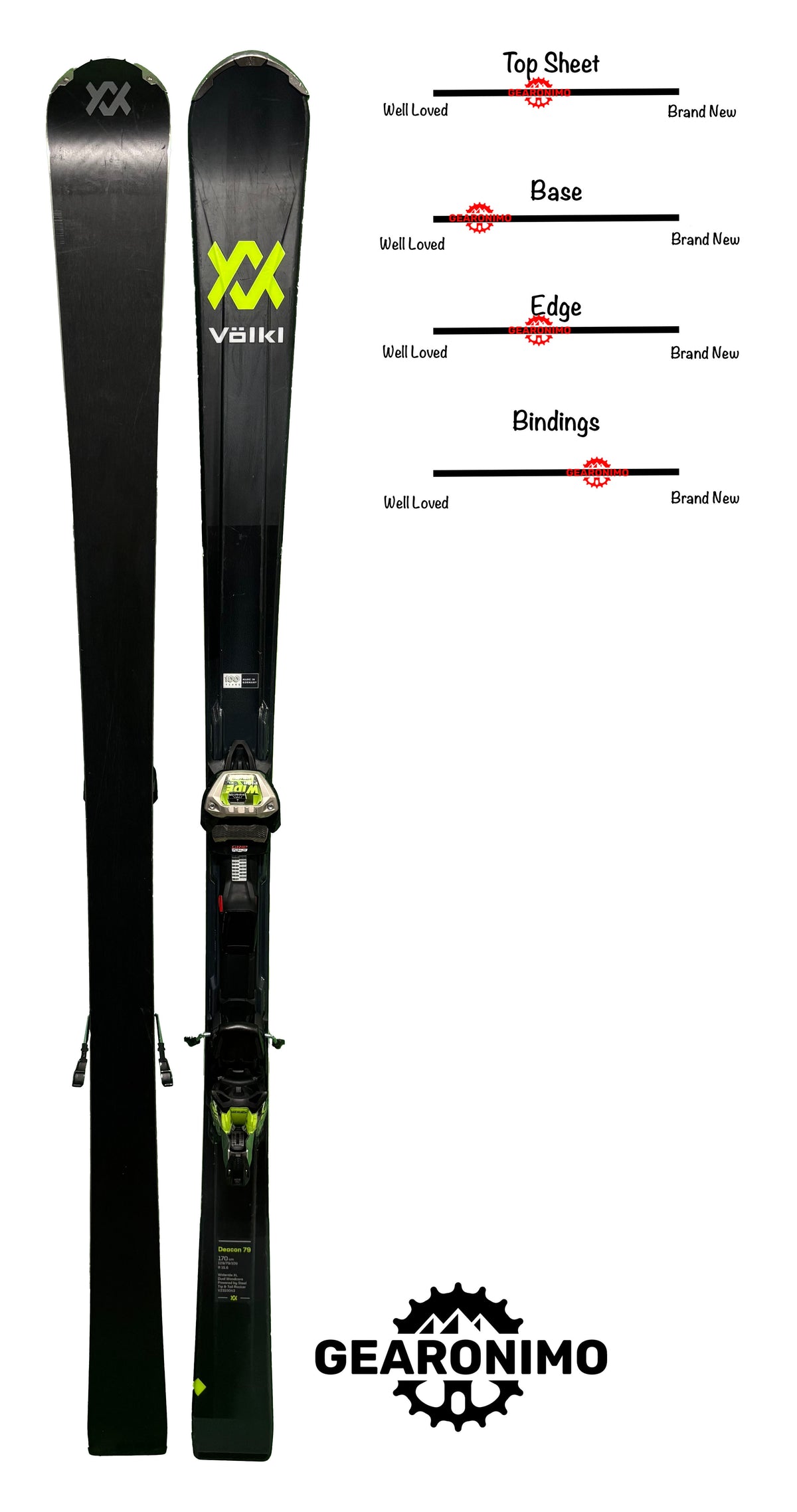 Volkl Deacon 79 Skis With Marker Wide Ride XL Bindings - Multiple Sizes Available