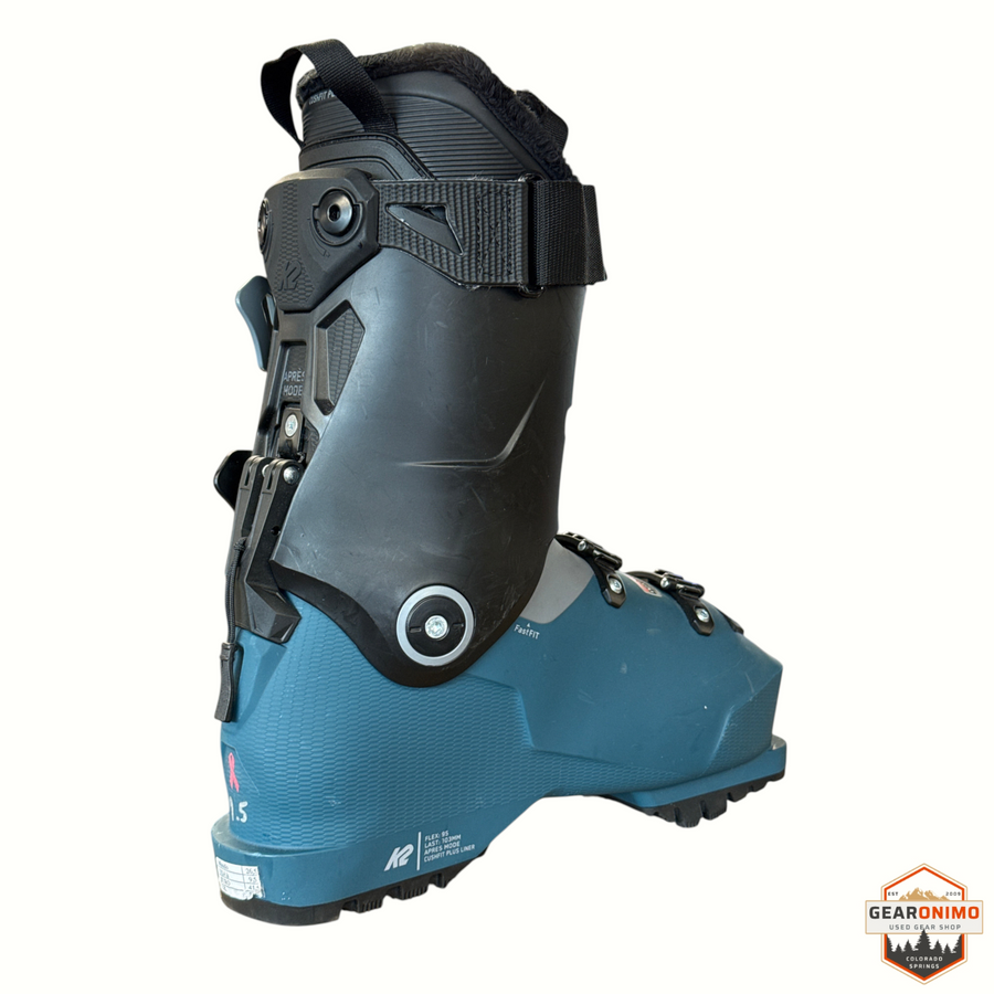 Gearonimo Sports K2 BFC W 95 women's ski boot in blue and black with Après Mode feature, size 9.5