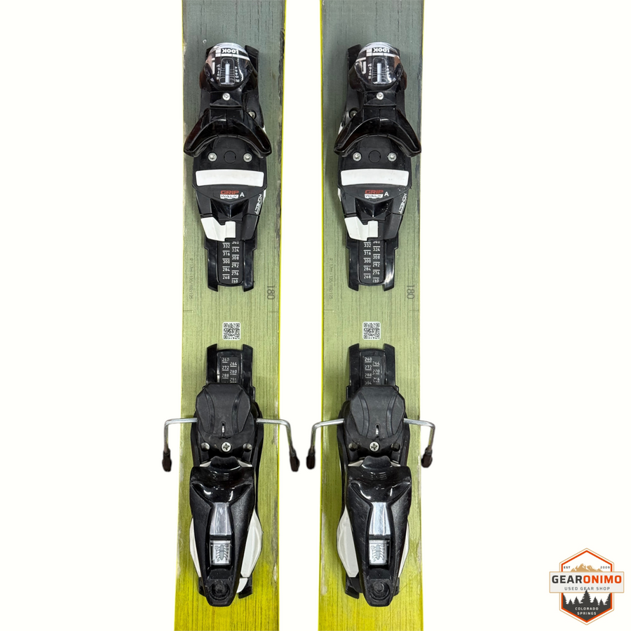 Gearonimo Sports Rossignol Sender Soul 102 skis in green with black Look Nx 12 bindings, 180cm length