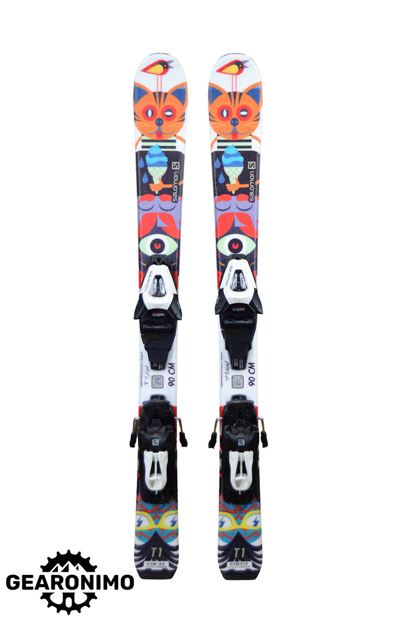 Salomon T1 Junior Skis With Salomon C5 Bindings - 90cm - image 1