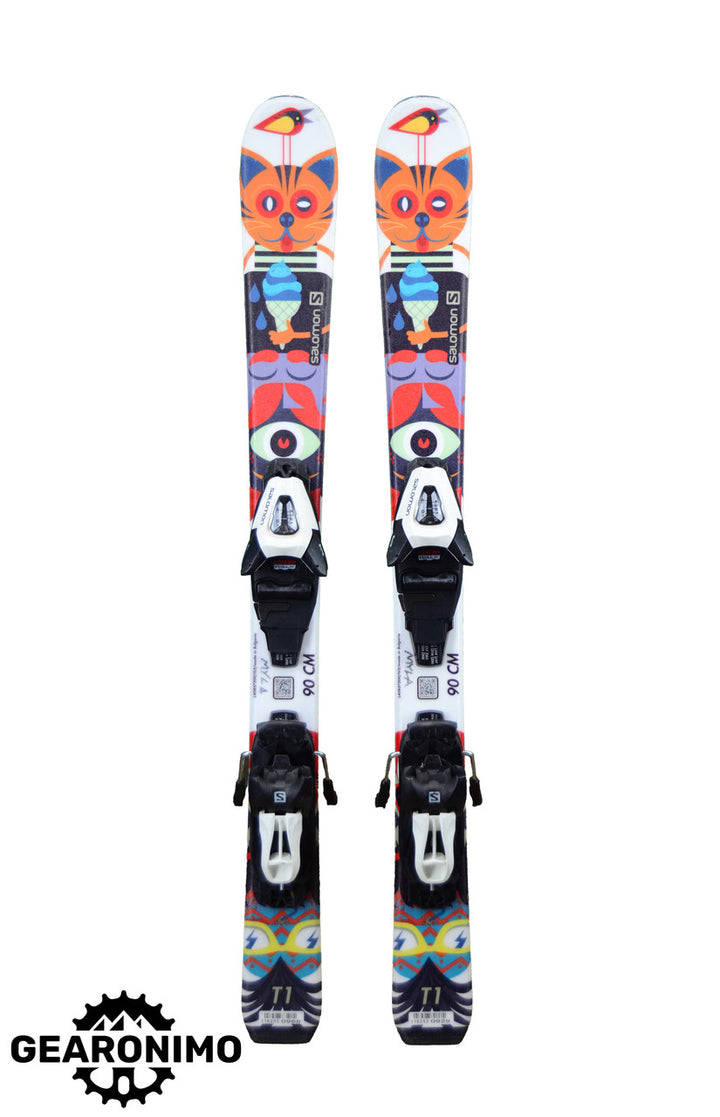 Salomon T1 Junior Skis With Salomon C5 Bindings - 90cm - image 1
