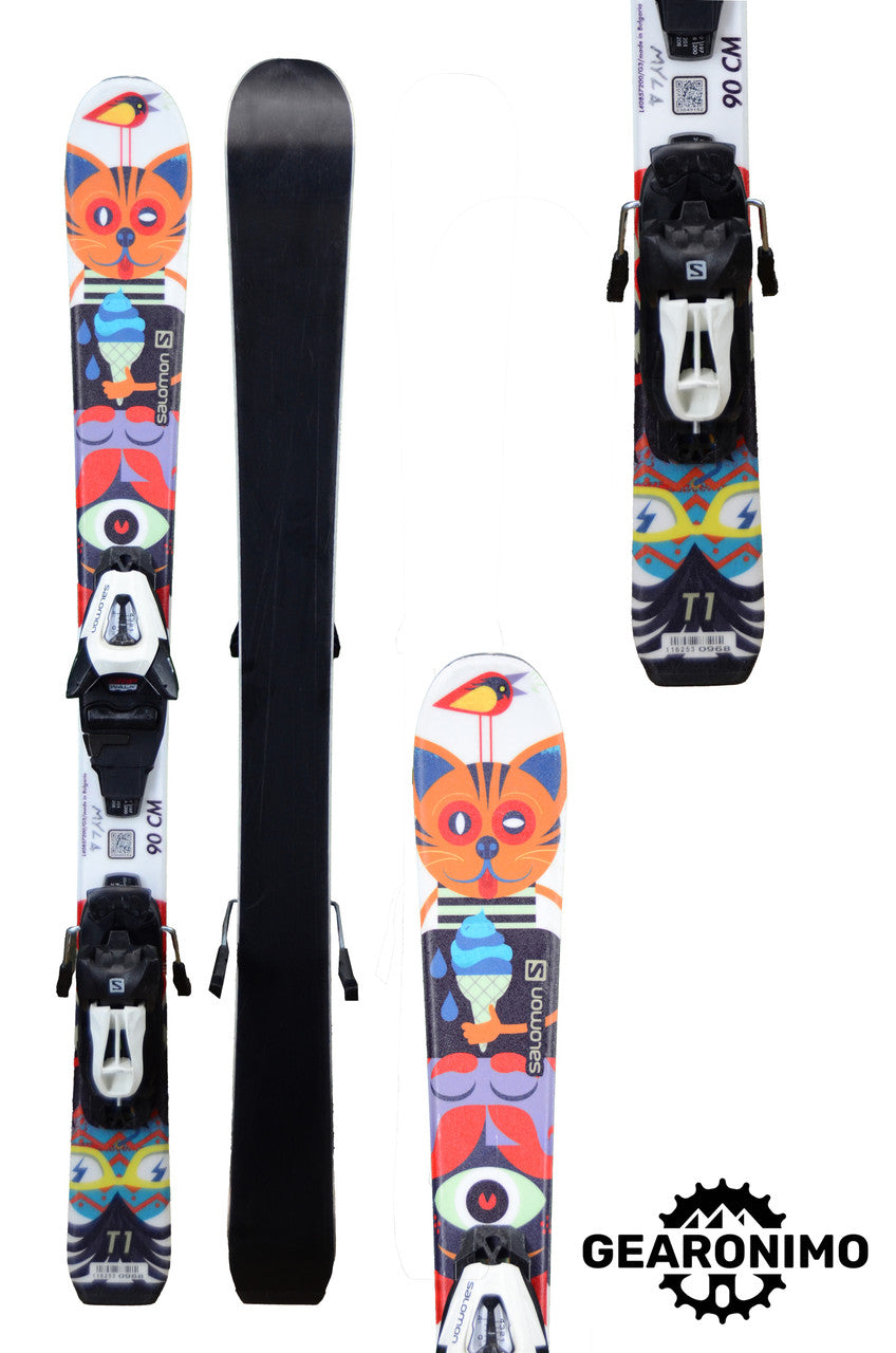 Salomon T1 Junior Skis With Salomon C5 Bindings - 90cm - image 2