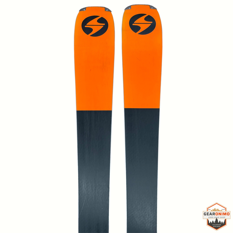 Gearonimo Sports Blizzard Black Pearl 88 skis with orange and black topsheets and Marker Tcx 11 bindings