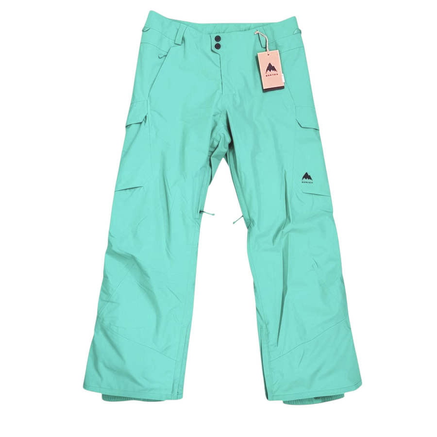 Gearonimo Sports Burton Reserve women's snow pants in sage green with cargo pockets and brand tag