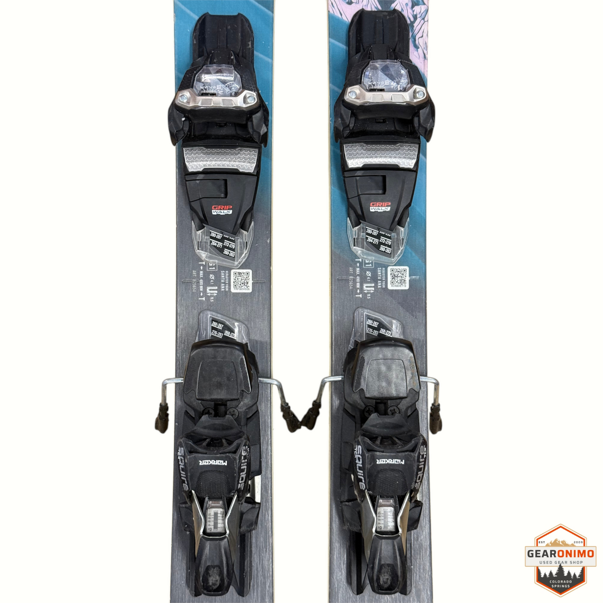 Gearonimo Sports Nordica Santa Ana 92 skis in 155cm with black Marker Squire 11 GripWalk bindings
