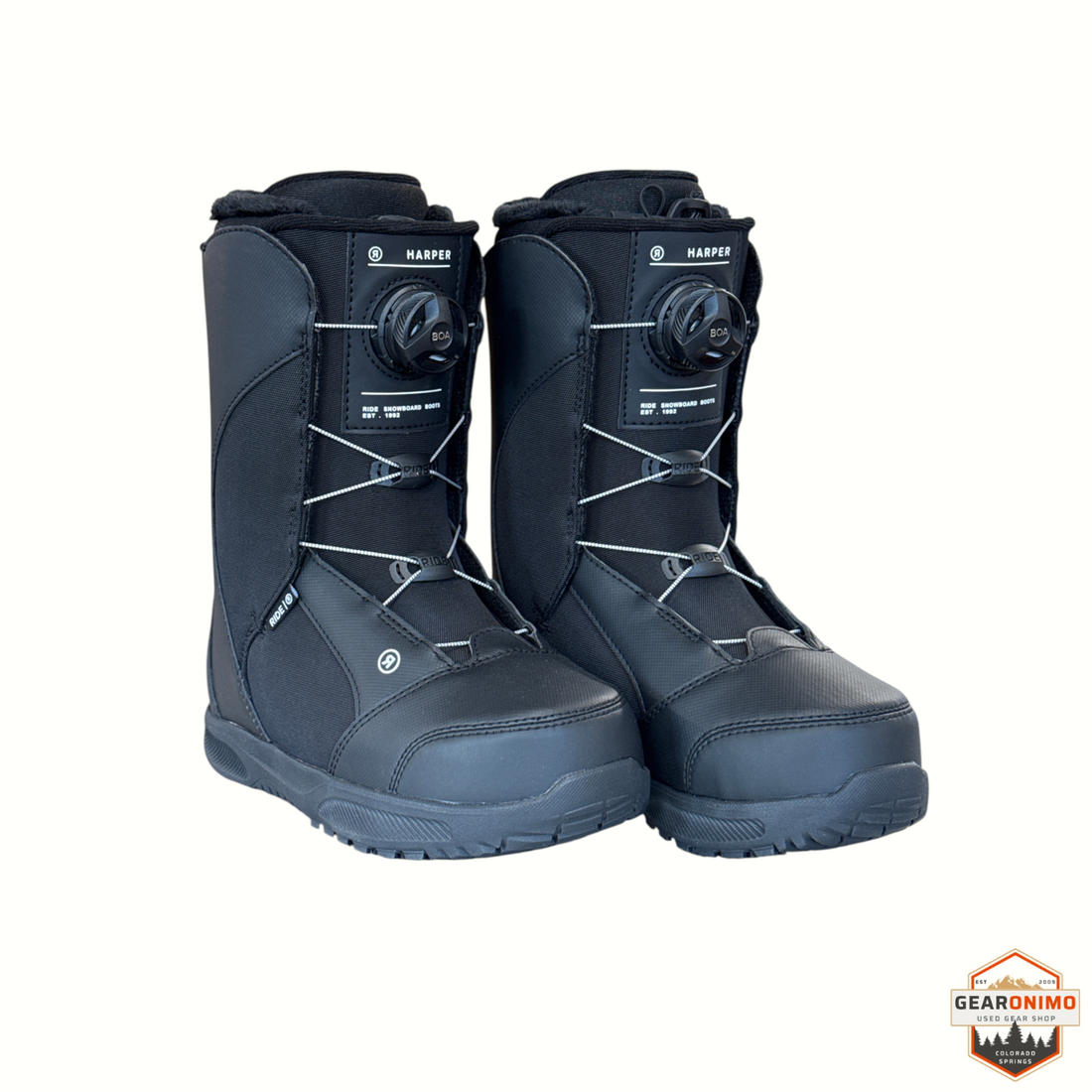 Gearonimo Sports Ride Harper black snowboard boots with BOA lacing system for women