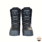 Gearonimo Sports Ride Harper 2026 black snowboard boots with BOA lacing system, front view.