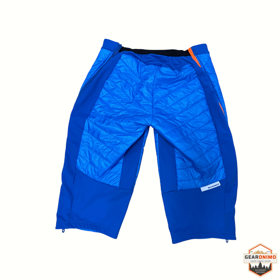 Gearonimo Sports Mammut Aenergy Air hybrid shorts in blue with quilted insulation and orange accents