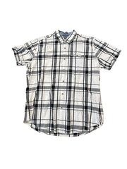 Eddie Bauer  Short Sleeve White/Grey Button Up Mens LG - image 2