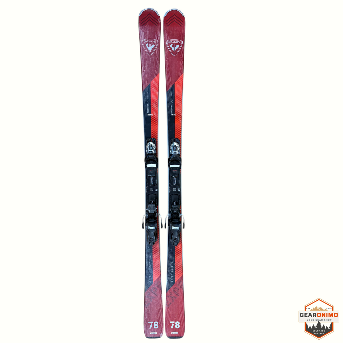 Gearonimo Sports Rossignol Experience 78 skis in red with Look Xpress 11 bindings, size 178 cm