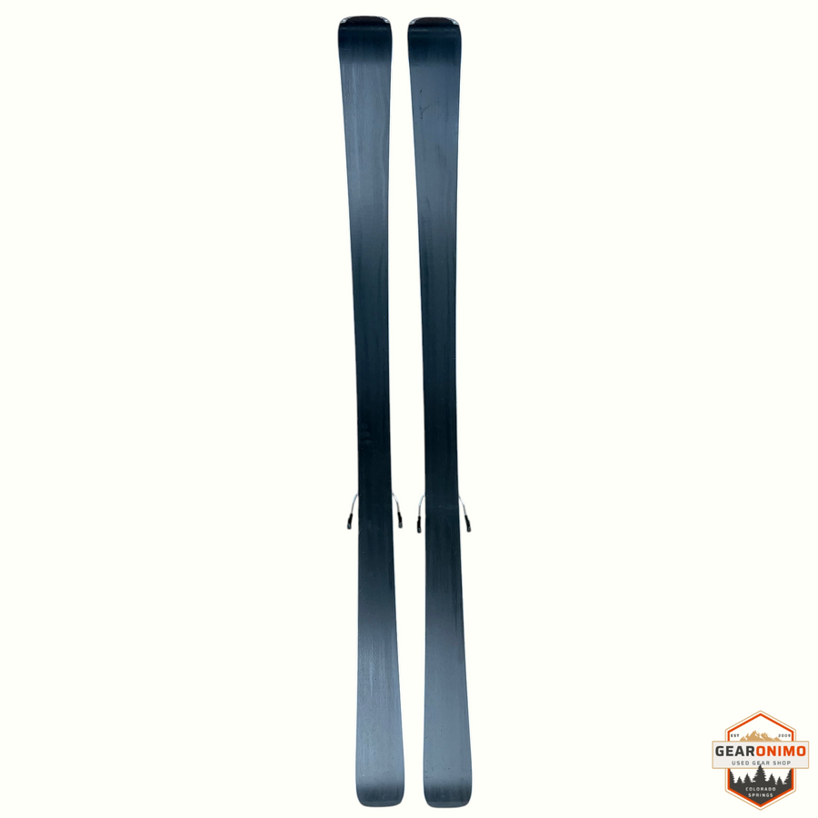 Gearonimo Sports Rossignol Experience 78 skis with Look Xpress 11 bindings in black, shown from the base view.
