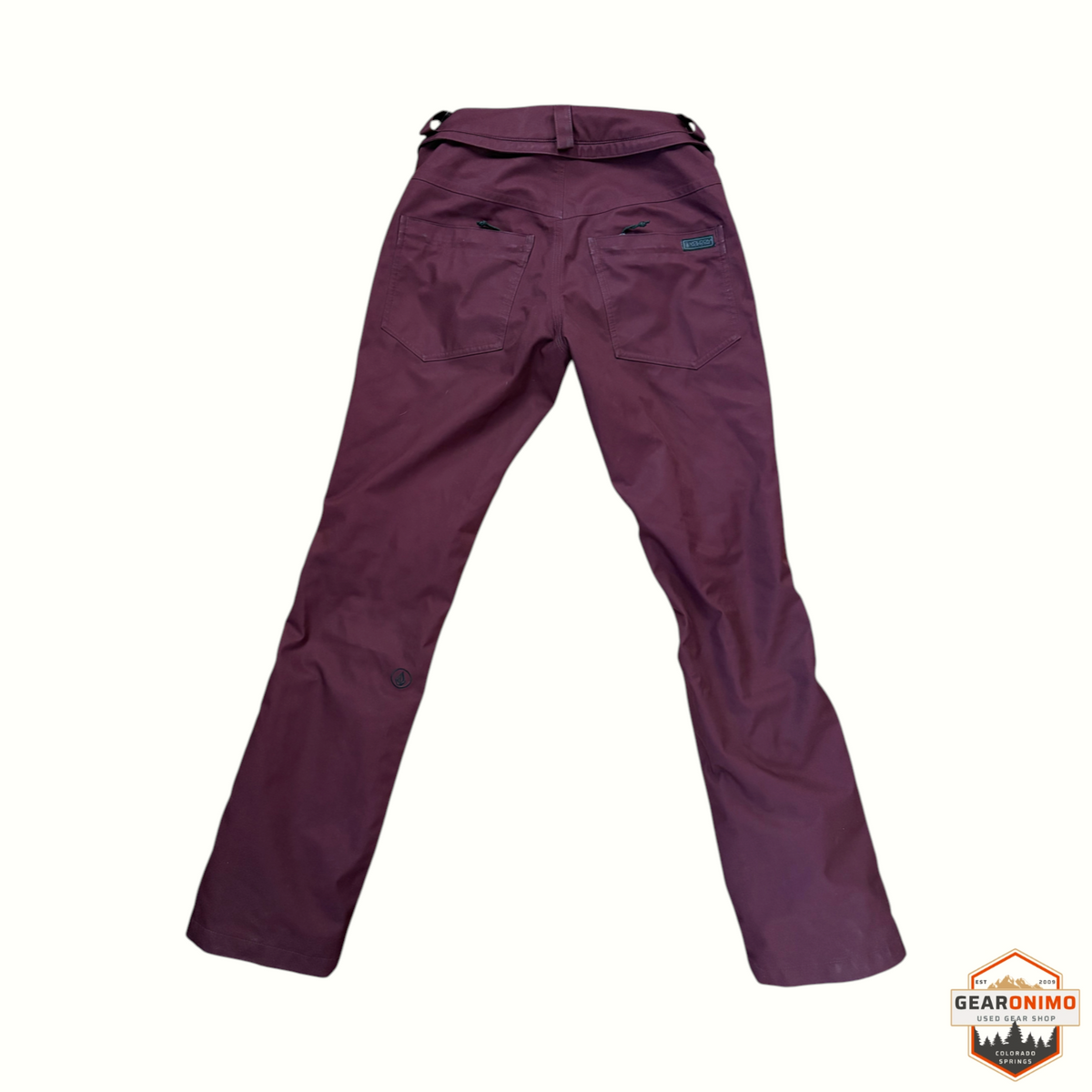Gearonimo Sports Volcom Species stretch snowboard pants in dark purple with back pockets and belt loops