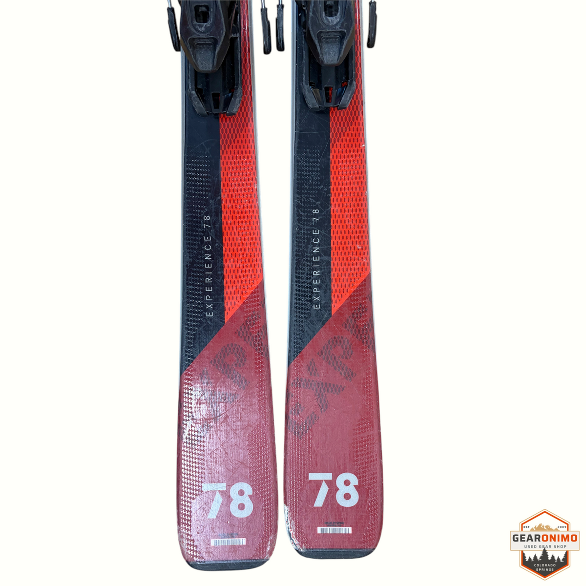 Gearonimo Sports Rossignol Experience 78 skis in black and red with pre-mounted Look Xpress 11 bindings
