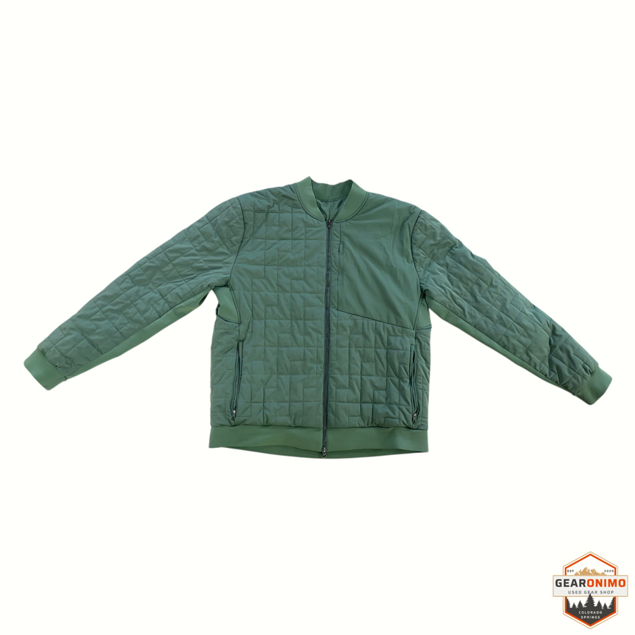 Gearonimo Sports lululemon Rival reversible bomber jacket in olive green with quilted texture and zip pockets