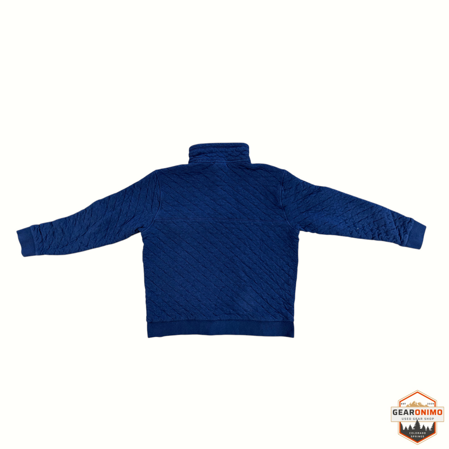 Gearonimo Sports men's navy blue Patagonia Quilt Snap-T pullover, back view showing quilted texture and ribbed cuffs.