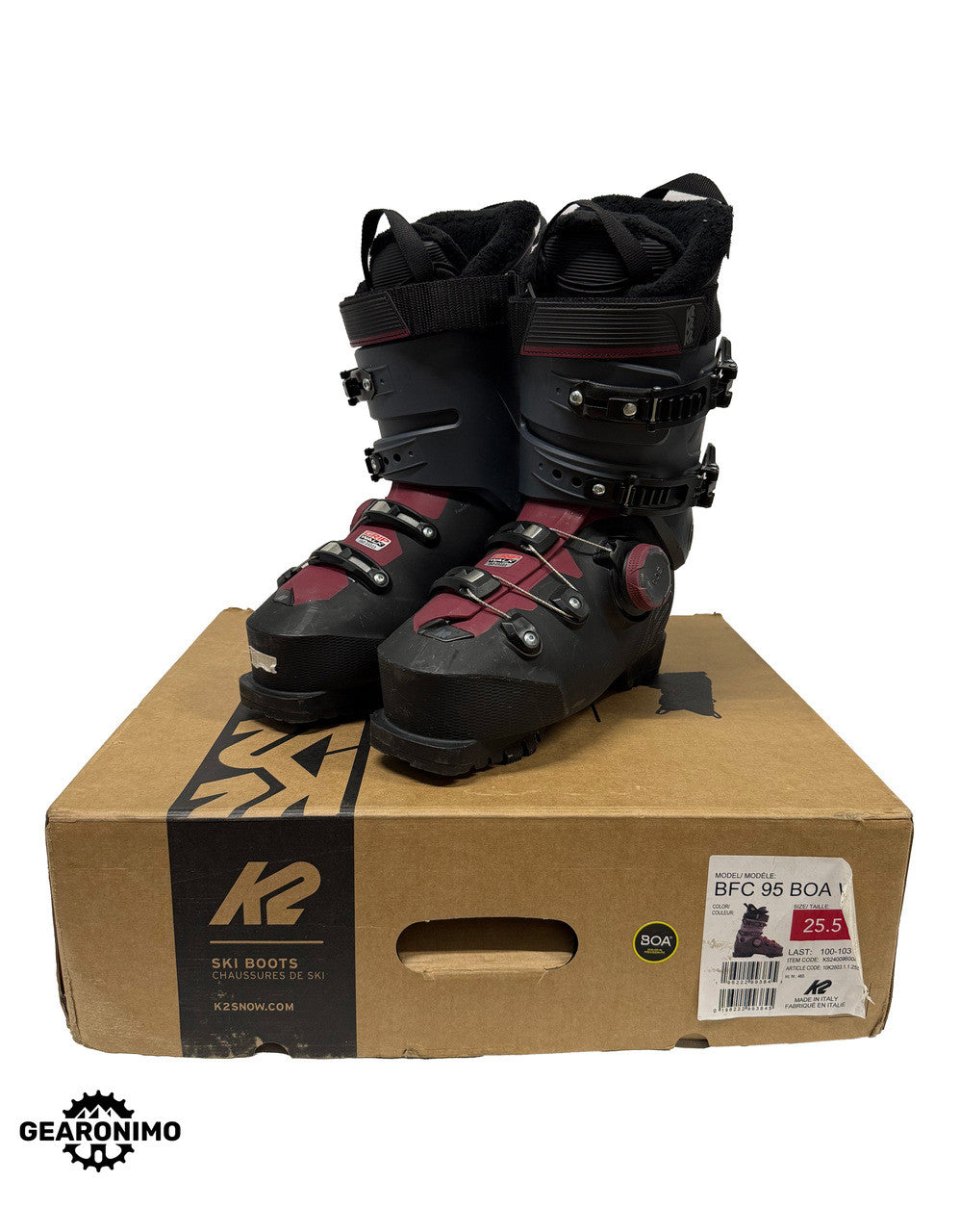 K2 BFC 95 BOA Ski Boots - Womens 8.5  (Mondo 25.5) - image 4
