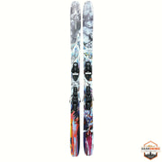 Gearonimo Sports Atomic Bent 100 skis with Strive 11 bindings featuring a colorful abstract graphic design