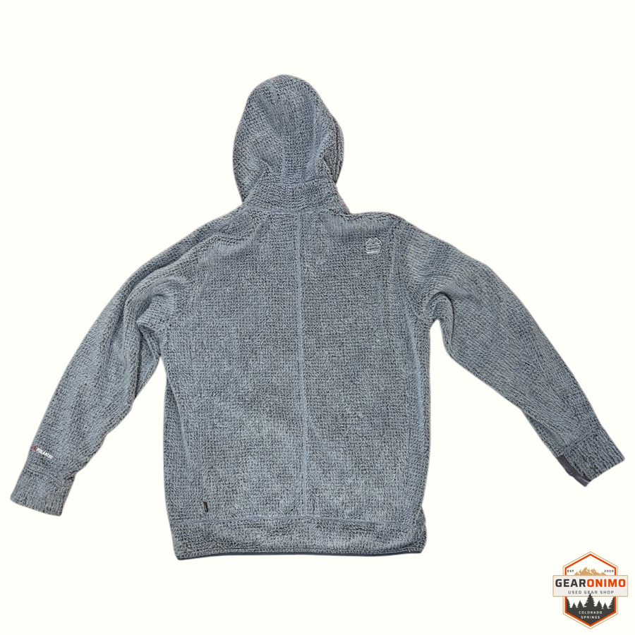 Gearonimo Sports Beringia Wool Air Hoody Jacket in grey with a textured waffle-knit pattern and hood, back view.