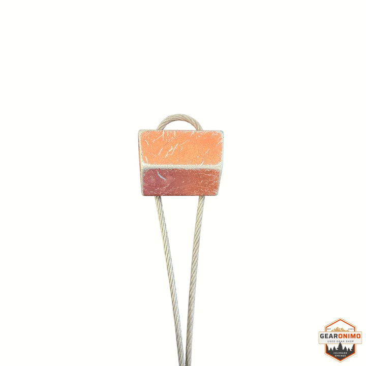 Gearonimo Sports Black Diamond Hex size 7 climbing nut with copper-colored metal head and steel wire cable loop