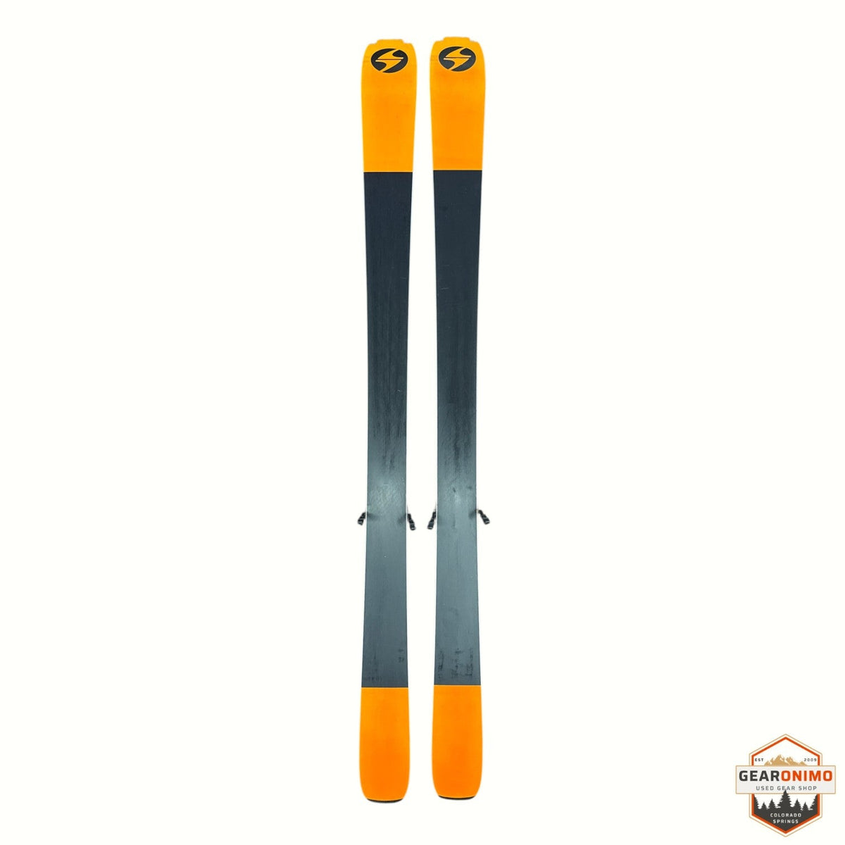 Gearonimo Sports Blizzard Anomany 88 skis with Marker TCX 11 bindings in orange and black, 170 cm length.