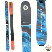 Gearonimo Sports Blizzard Rustler 10 skis in blue and black with integrated bindings, 174 cm length