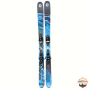 Gearonimo Sports Blizzard Rustler 10 skis in blue and black with mounted bindings, 174 cm length