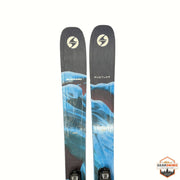 Gearonimo Sports Blizzard Rustler 10 skis in 174 cm with blue and black abstract graphic design