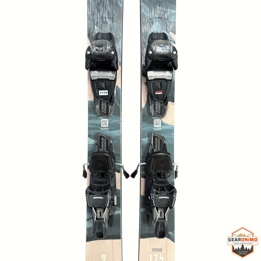 Gearonimo Sports Blizzard Rustler 96 skis with Marker TCX 11 bindings, 174cm all-mountain freeride setup