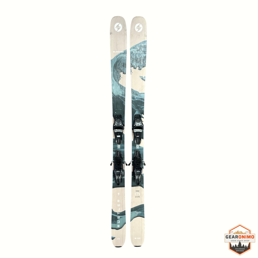 Gearonimo Sports Blizzard Rustler 96 all-mountain skis with Marker TCX 11 bindings in a 174cm length