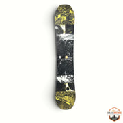 Gearonimo Sports Burton Radius 145cm snowboard featuring a black and yellow marble-style graphic design
