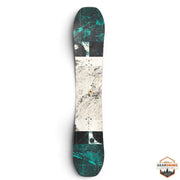 Gearonimo Sports Burton Radius snowboard featuring a white marble and teal geometric graphic design