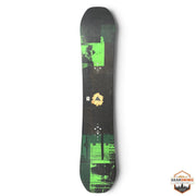 Gearonimo Sports Burton Radius snowboard featuring a black and green graphic design on a concrete floor