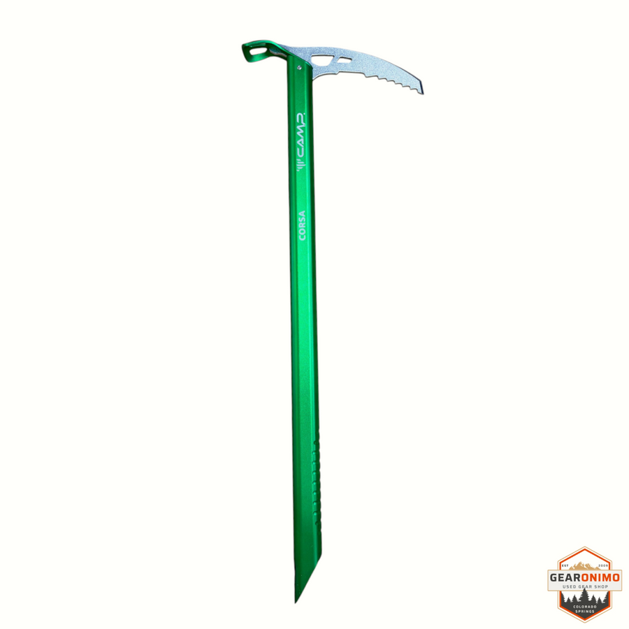 Gearonimo Sports Camp Corsa lightweight green aluminum mountaineering ice axe for ski mountaineering and glacier travel