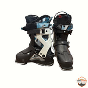 Gearonimo Sports Dahu Ecorce 01 ski boots featuring a black shell and blue camouflage inner liner