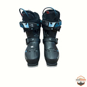 Gearonimo Sports Dahu Ecorce 01 black ski boots with blue camo cuff straps and plush interior lining