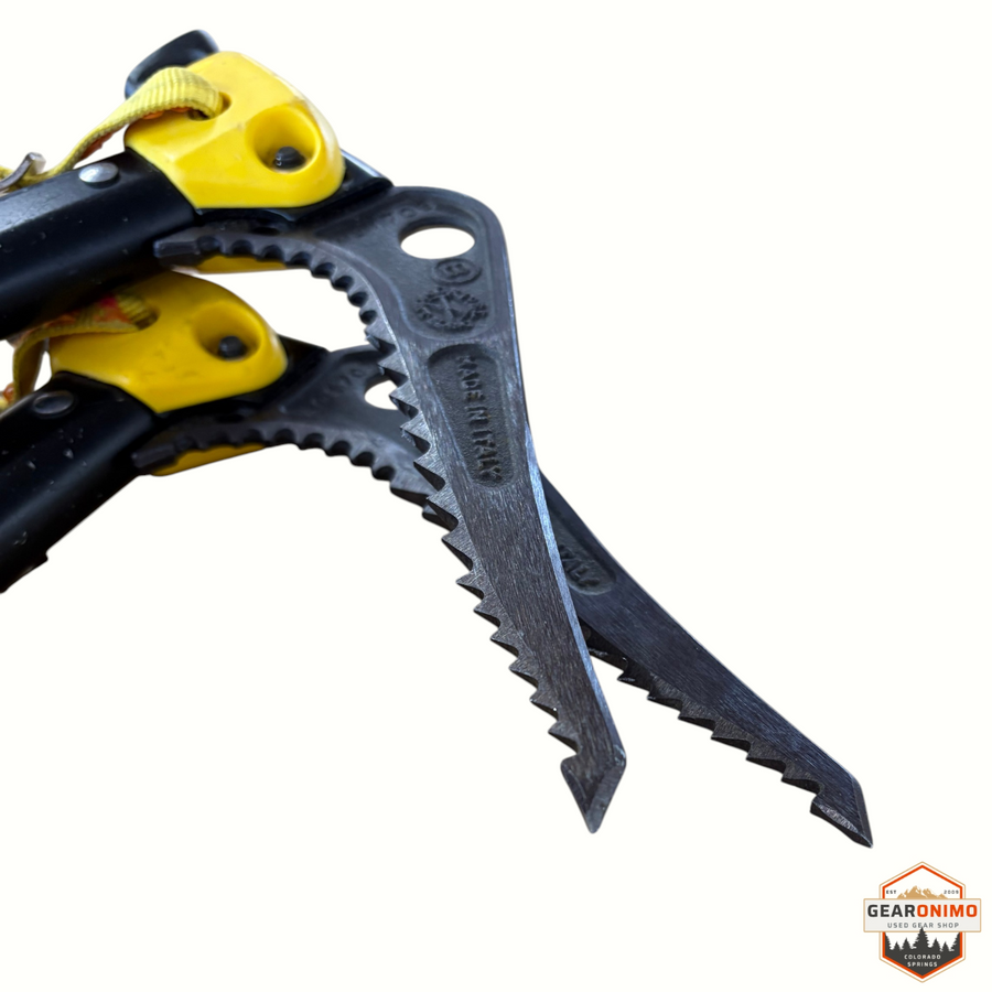 Gearonimo Sports Grivel Machine ice tools featuring sharp steel picks and yellow handles for technical climbing