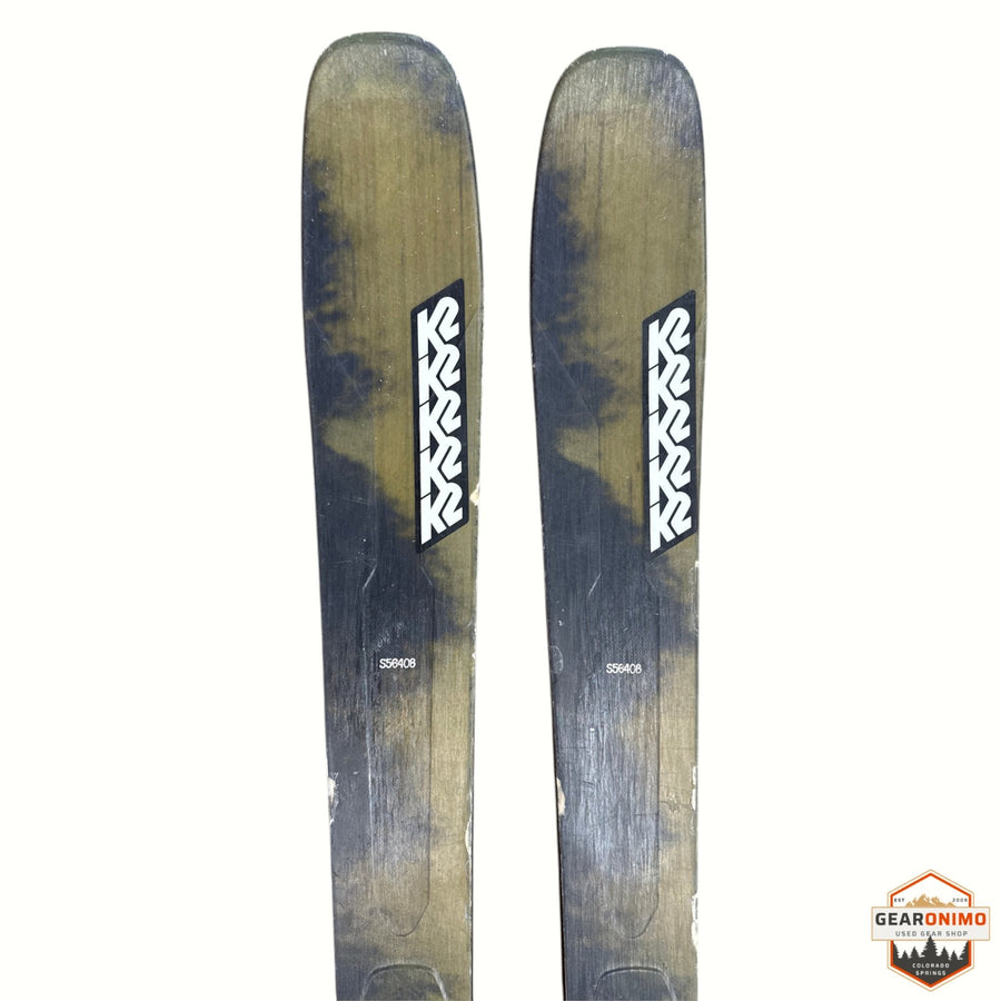 Gearonimo Sports K2 Mind Bender 89 Ti skis in a 164 cm length featuring a dark wood grain finish and white branding.