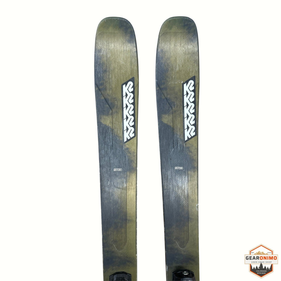 Gearonimo Sports K2 MindBender 89Ti skis in 170 cm length featuring a dark wood grain finish and white K2 branding.