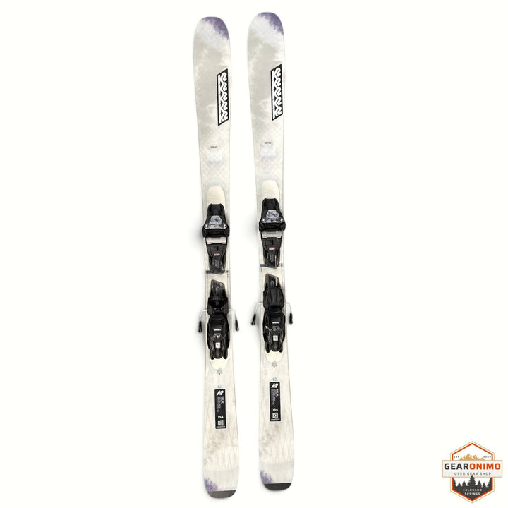 Gearonimo Sports K2 MindBender 90 C W skis in white with Marker Squire 10 bindings, 154 cm length