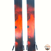 Gearonimo Sports K2 MindBender 99 Ti skis in black and red with a vibrant flame-like graphic design