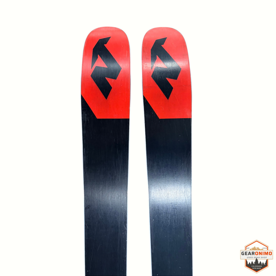 Gearonimo Sports Nordica Enforcer 99 skis in black and red with top sheet logo detail