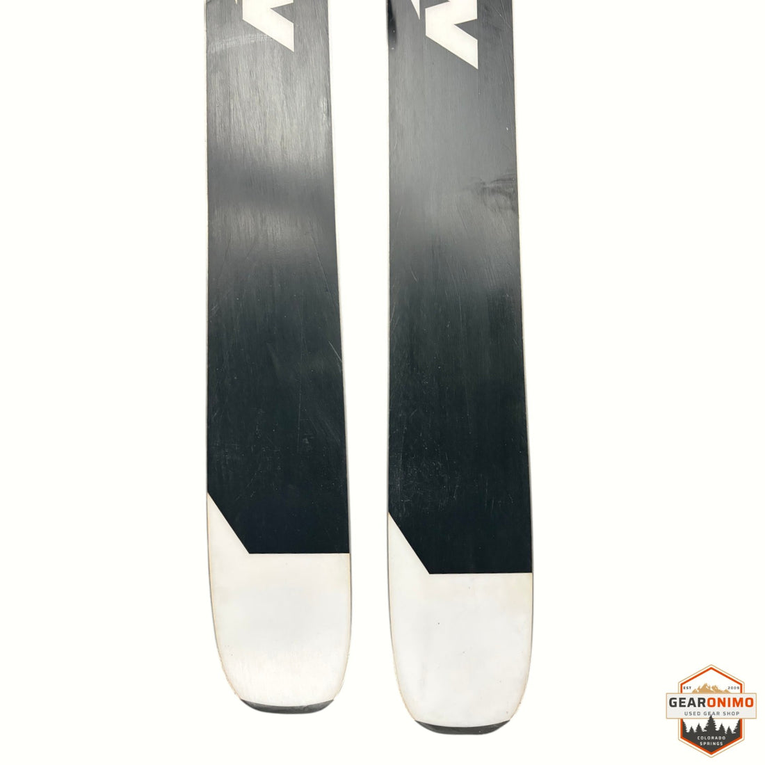 Gearonimo Sports Nordica Santa Ana 92 skis with black and white topsheet design, 155cm length