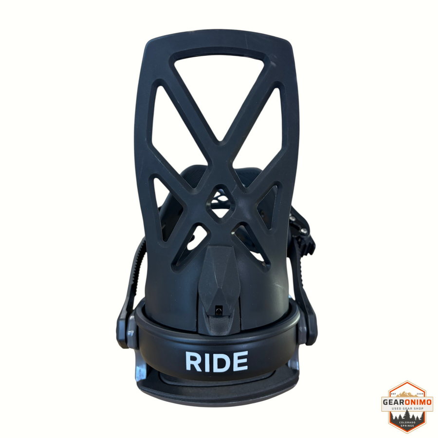 Gearonimo Sports Ride C-2 snowboard bindings in black with a cutout highback design and white logo branding